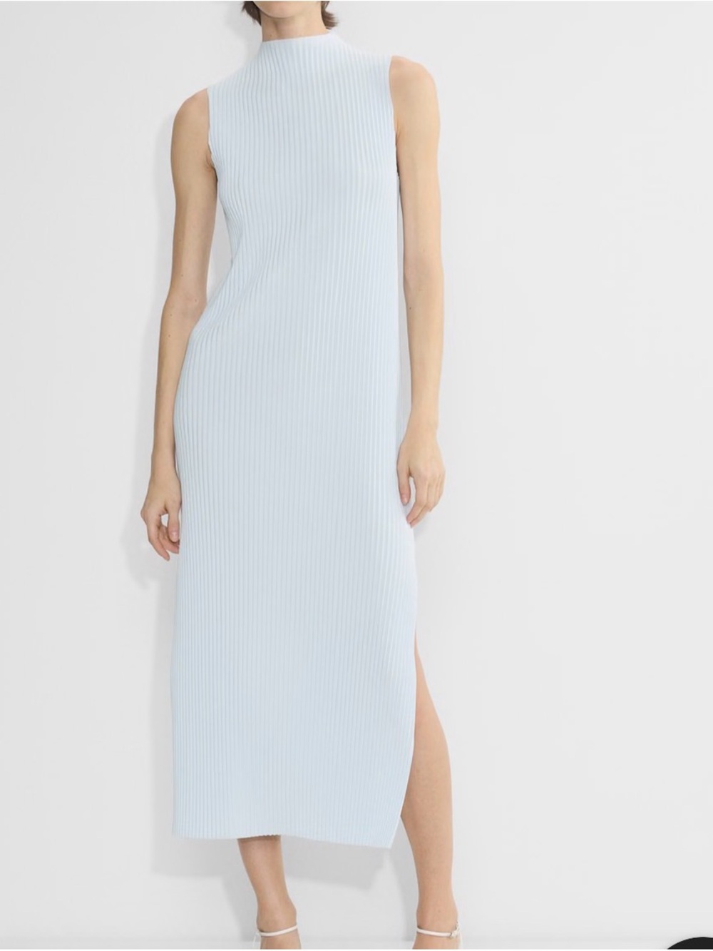 Aritiza Babaton Optimize Dress Sleeveless Pleated Midi in Light Blue Size Small